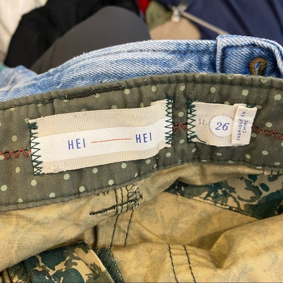 Anthro Hei Hei Sylvan Camo Floral Army Green Cargo Pants Boyfriend Slouch 26 - Picture 5 of 6